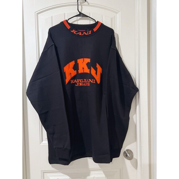 Vintage Kani Jeans Crewneck Pullover Sweatshirt 90s Embroidered Men’s Black 4X - Picture 2 of 11